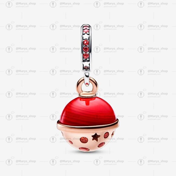 Pandora Two-tone Planet Mars Murano & Sparkling Dangle Charm - Picture 2 of 5